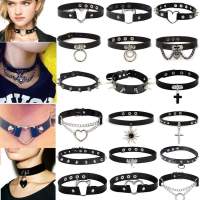 Cosplay Bondage Hop Hip Women for Necklace Choker Gothic Chokers Punk Goth Black Rivets Key Lock Heart Sexy Chocker Harajuku New