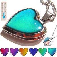 Heart Mood Locket Necklace Color Changing Necklace Temperature Mood Stainless Steel Love Shape Photo Pendant Necklace Jewelry