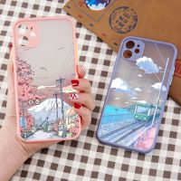 Japan Anime Landscape Phone Case For iPhone 11 13 12 14 Pro XS Max Mini 7 8 Plus SE X XR Matte Clear Scenery Covers Fundas Skin