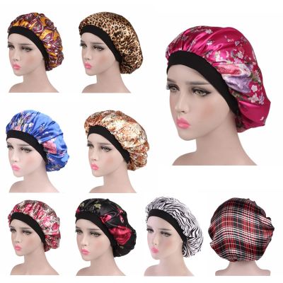 Hair Satin Bonnet For Sleeping Shower Cap Silk Bonnet Bonnet Femme Women Night Sleep Cap Head Cover Wide Elastic Band Showerheads