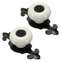 2X Vintage Ceramic Door Knobs Drawer Cabinet Cupboard Wardrobe Pull Handle White+Black