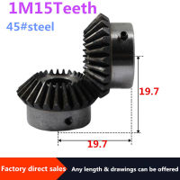 2 ชิ้น Bevel Gear 1M 15 ฟันด้านในรู 6 มม. เกียร์ 90 องศามุมตาข่ายเหล็กเกียร์สกรูรู M5-BIANO