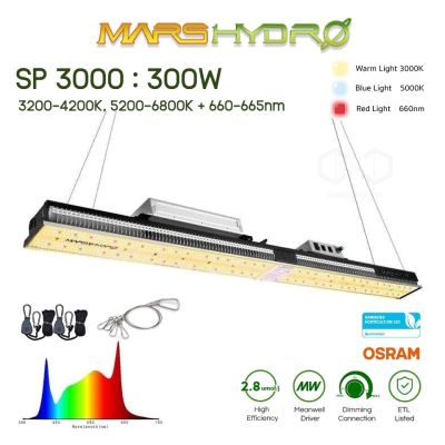 ไฟปลูกต้นไม้ LED SP-Series Mars Hydro SP3000 LED Full Spectrum Hydroponic LED Grow Light Best Indoor LED 300W ประหยัดไฟ รุ่นใหม่มี Dimming SP 3000