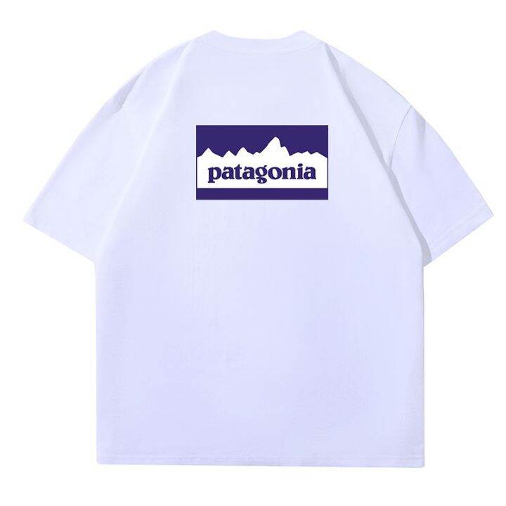 patagonia-เสื้อยืดพิมพ์ลายกีฬาสำหรับทั้งหญิงและชายแขนสั้นวินเทจคลาสสิก