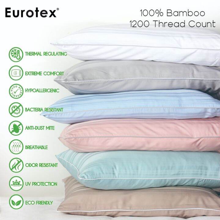 Eurotex Celestine 1200 Thread Count, 100 Bamboo, Pillow / Bolster Case