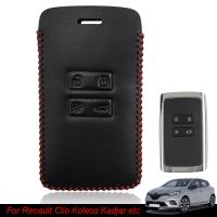 ✟☑ For Renault Megane Clio Captur Koleos Kadjar Talisman Espace 4 Button PU Leather Car Smart Key Shell Cover Case Fob Holder