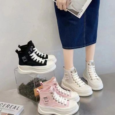 Mesh Breathable High-Top Shoes for Women Summer 2023 New Super Hot All-Match Platform Sports Casual White Shoes