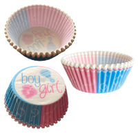 24 ชิ้นเพศ Reveal Party Supplies Boy หรือ Girl Cupcake ตกแต่งสีฟ้าสีชมพูกล่องกระดาษสำหรับเค้กตกแต่ง Baby Shower ตกแต่ง-sdgerte