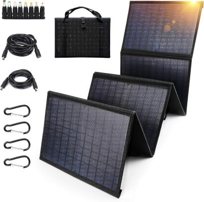 Keshoyal Foldable Solar Panel – 60W Portable Solar Panels with 5V USB and 18V DC for Camping,Cell Phone,Tablet and 5-18V Devices – Compatible with Solar Generators Power Stations