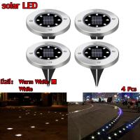 Solar Garden Light 8LED โคมไฟตกแต่งสนามหญ้า ฝังพื้นโซล่าเซลล์พลังงานแสงอาทิตย์ มี2สี（เหลือง-ขาว) - 4 ต้น