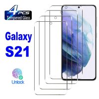 S23 S21 S22 Samsung Galaxy ปลดล็อกด้วยลายนิ้วมือพร้อมฟิล์มป้องกันการแตกกระจกเทมเปอร์4ชิ้น