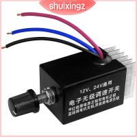 SHUIXINGZ สีดำสีดำ ตัวควบคุมความเร็วมอเตอร์ DC 12V 24V 10A พัดลมไฟฟ้าพัดลม อิเล็กทรอนิกส์ stepless สวิตช์ควบคุมการทำงาน การควบคุมเครื่องทำความร้อนพัดลมรถบรรทุก