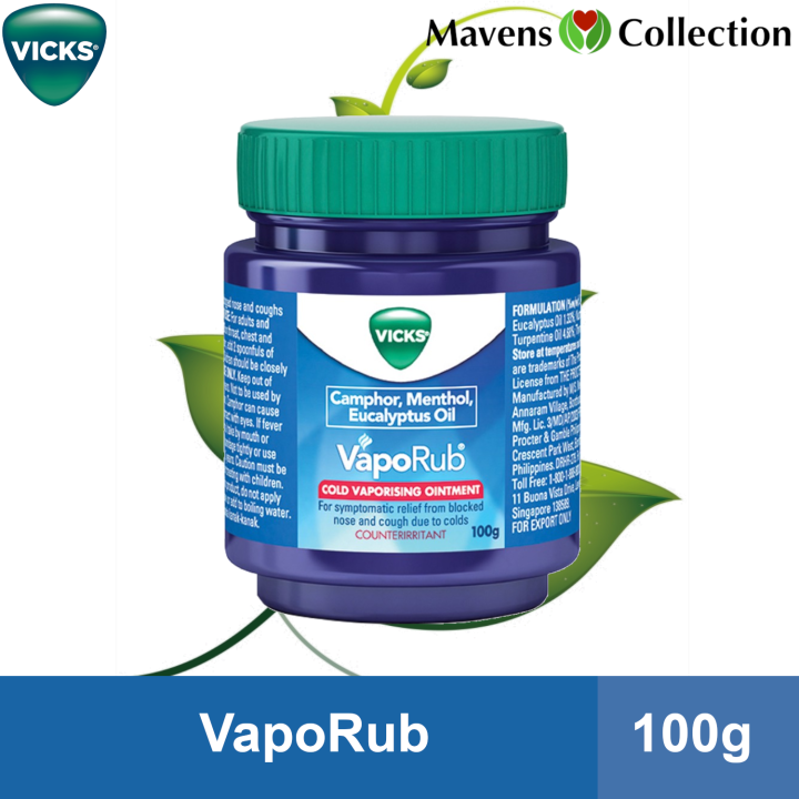 VICKS 100g VapoRub Campor Menthol Eucalyptus Oil, Cold Vaporising ...