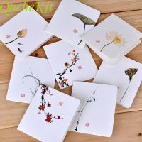 5pcs Chinese Classical Style Greeting Card Birthday Valentines Day Gift Postcard With Envelope Plum Lotus Printing Blessing Card