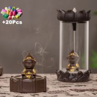 Gift 20Pcs Incense Creative Decorations Gift Zen Monkey King Windproof Backflow Incense Burner Feng Shui Mascot Micro Landscape