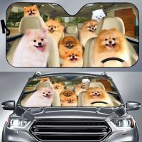 Pomeranian Dog Driver Car Sun Shade Pet Family Auto Front Window Windshield Animal Car Sunshade Anti-Sunlight Automotive Cover Sunshades