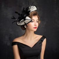 Women Chic Sinamay Fascinator Hat Cocktail Wedding Party Church Headpiece Fashion Headwear Formal Feather Hair Accessories