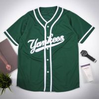 Short Sleeve Green Yankees Soft Dry Fit Baseball Jersey Shirt for Unisex