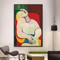 Picasso Dreaming Woman บทคัดย่อภาพวาดผ้าใบสไตล์นอร์ดิก Wall Art ภาพโปสเตอร์และภาพพิมพ์สำหรับตกแต่งห้องนั่งเล่น