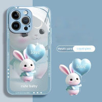 โทรศัพท์กระจกรูปกระต่ายน่ารักเคสสำหรับ Apple iPhone 15 14 13 12 11 X XR XS Pro Max Plus เคสแฟชั่นมีสไตล์ฝาหลังจาก GGQcase