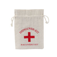 50pcslot Hangovers Kit Wedding Favor Bag 10x14cm Red Cross Cotton Linen Gift Bags Recover Kit Survival Kit Event Party Supplies