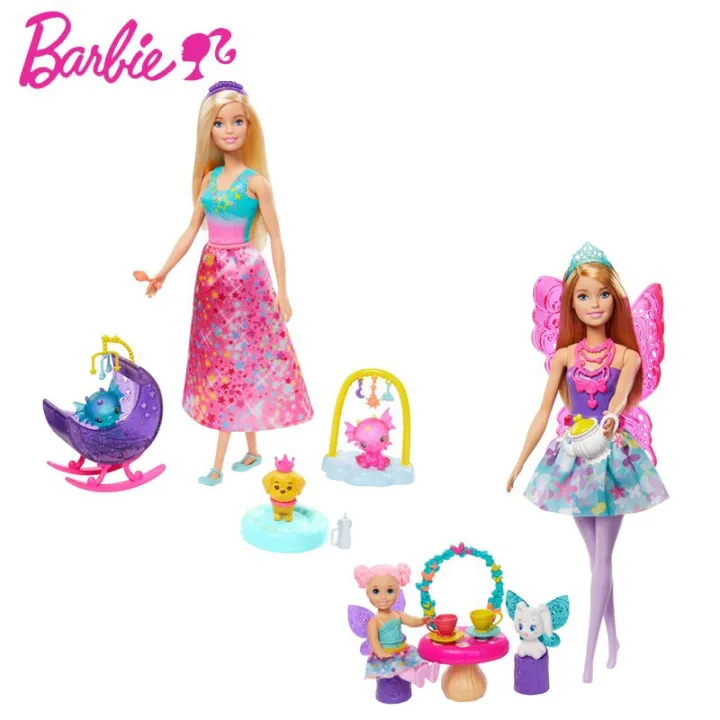barbie-dreamtopia-fantasy-story-tea-party-amp-fairy-doll-ชุดอุปกรณ์เสริม-2-สไตล์-2020-ใหม่ล่าสุดจากบาบี้-gjk49