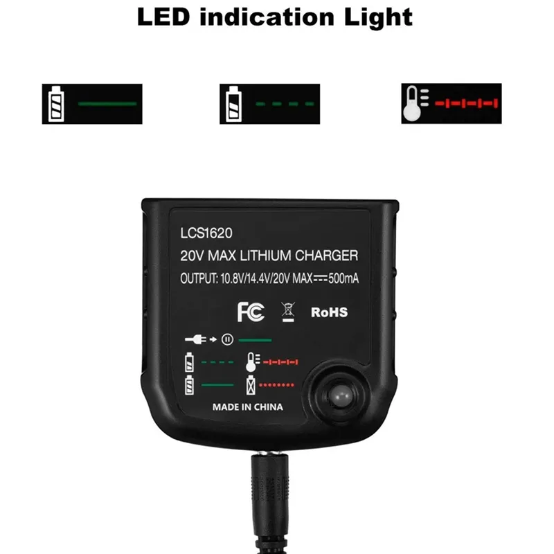 LCS1620 Li-ion Battery Charger For Black&Decker 10.8V 14.4V 20V Model  LBXR20 LB20 LBX20 LBX4020 Electric Drill Screwdriver Tools