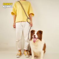 CAWAYI KENNEL Reflective Nylon Double Leashes Pet Dogs Chain Traction Rope Leads for Running Free Hands Rope Chain for Large Dog