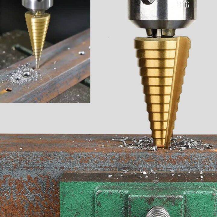STEEL STEP CONE DRILL BIT HOLE CUTTER TITANIUM COATED 420mm 432mm and