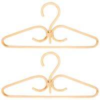 2Pcs Rattan Clothes Hanger Natural Rattan Hand-Woven 3 Hook Hanger for Home Wardrobe Clothing Store Decor