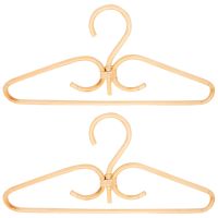 2Pcs Rattan Clothes Hanger Natural Rattan Hand-Woven 3 Hook Hanger for Home Wardrobe Clothing Store Decor