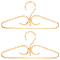 2Pcs Rattan Clothes Hanger Natural Rattan Hand-Woven 3 Hook Hanger for Home Wardrobe Clothing Store Decor