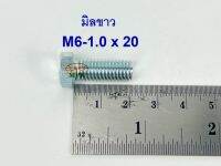 สกรูมิลขาวเกลียวตลอด ปะแจเบอร์10 ขนาด M6-1.0 x 20 (บรรจุ 100 ตัว)