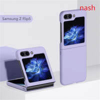 สำหรับ Samsung Galaxy Z Flip5เคสโทรศัพท์กันกระแทกกันหนังสีทึบรอยนิ้วมือแบบไม่ติดที่หรูหรา