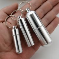 【YF】 Waterproof Aluminum Pill Box Case Bottle Cache Drug Holder for Traveling Camping Container Keychain Medicine Health Care