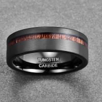 8MM Electroplated Black Matte Surface Acacia Tungsten Carbide Ring Cool Punk Party Jewelry Wedding Rings