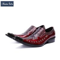 Christia Bella British Fashion Men Leather Shoes Red Wedding Party Formal Shoes Italian Pointed Toe Men Dress Shoes