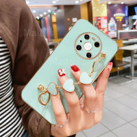 เคส Huawei Mate 40 /Mate 40 Pro,เคสมือถือกันกระแทกเคสมือถือโลหะหรูหราทำจากซิลิโคนเนื้อนิ่มพร้อมห่วงโซ่สร้อยข้อมือรูปหัวใจ