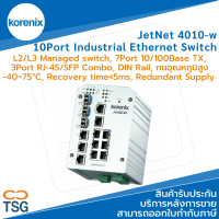 Korenix - JetNet 4010-w Industrial L2 / L3 Rackmount / Rail Ethernet Switch (Industrial Web-Managed 7x10/100Base-TX Ethernet Ring Switch and 3x10/100Base-TX/100Base-FX Combo Ports, Wide Temperature -40 to +75°C)