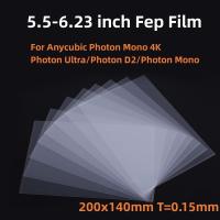 5ชิ้นฟิล์ม FEP ขนาด6.23นิ้ว200*140*0.15มม. สำหรับ ANYCUBIC Photon Mono 4K โฟตอนอัลตร้าโฟตอน D2อุปกรณ์อะไหล่เครื่องพิมพ์3D