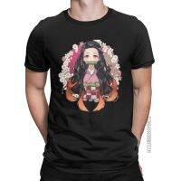 Mens Demon Slayer Nezuko T Shirts Pure Cotton Tops Vintage Classic Short Sleeve Round Neck Tee Shirt Printed T-shirt XS-6XL