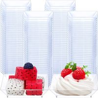 【CW】☜☃  25Pcs Disposable Cup Tray Plastic Yogurt Mousse Dessert Plate