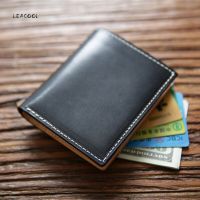 Vintage Handmade Genuine Leather Wallet Men Cowhide Short Purse Women Slim Card Holder Wallets Male Money Clips Money bag
