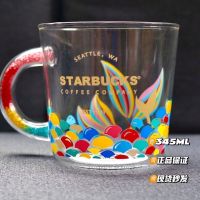 Creative colorful fishtail glass color broken diamond handle coffee cup girl water desktop gift top