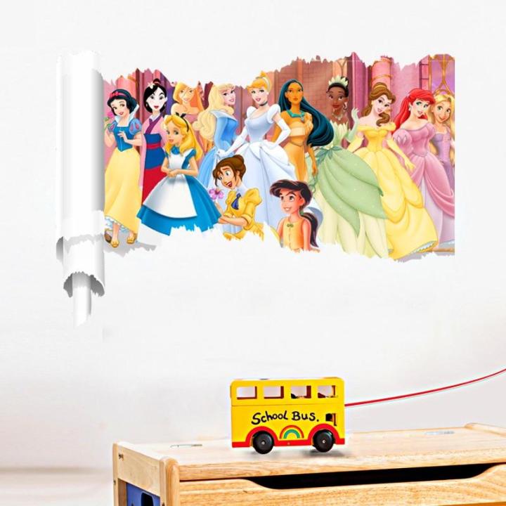 sale-nancarenko1977-3d-effect-animation-princess-สติ๊กเกอร์ติดผนังสำหรับห้องพักเด็กตกแต่งการ์ตูน-wall-decals-art-pvc-adesivo-de-parede-โปสเตอร์ของขวัญ