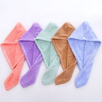 1pc Microfiber Shower Cap Towel Bath Hats with Button for Women Dry Hair Cap Quick Drying Soft Hair Wraps Towels