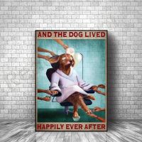 Dog Grooming Retro โปสเตอร์ Pet Salon Decor สุนัขสดอย่างมีความสุขหลังจาก Wall Art Dog Groomer Gift