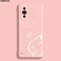 NORVIK เคสโทรศัพท์การ์ตูนสีขาวลายปิกาจู,สีชมพูไร้ขอบน่ารักสำหรับ Huawei P60 Nova 11 11i 10 Y91 Y90 9 7 SE Honor 90 70 50 Lite X9a Magic 5 Pro 5G 4G N11-3เคสฝาหลังสร้างสรรค์