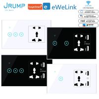 ✾ JRUMP Smart Touch Switch Voice Control Switch With UK Smart Power and 2 USB 5 Hole Socket Work Alexa Echo Google Home