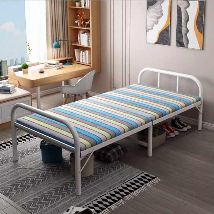 เตียงนอนพับได้-2-5ฟุต-เตียงนอน-เตียงเสริม-สำหรับแคมป์ปิ้ง-ที่นอน-โครงสร้างเหล็ก-แข็งแรง-เตียงนอนพับได้-ฟูกนิ่ม-สบาย-foldable-bed-grandmaa